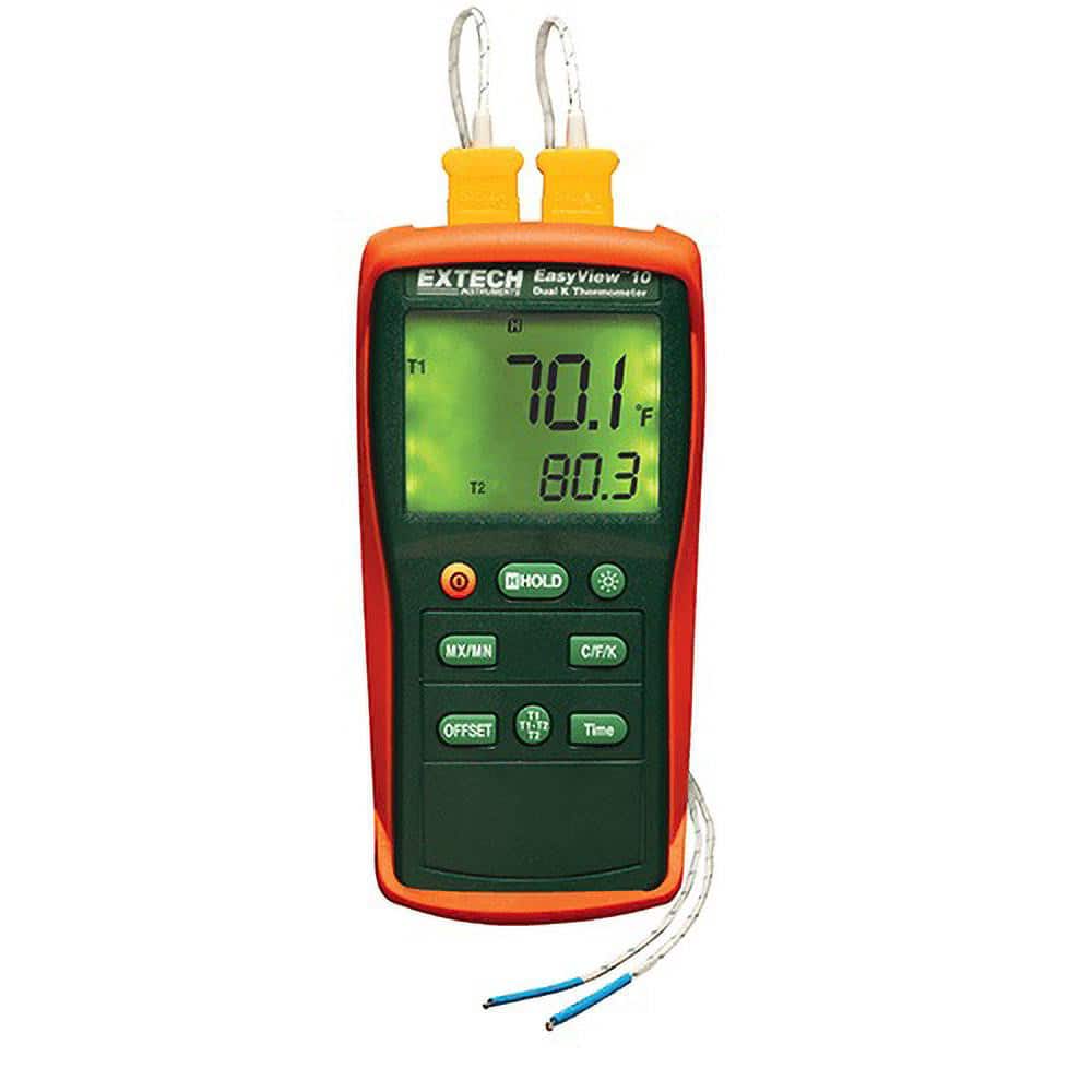 Extech EA10 Digital Easy View Dual Input Thermometer: 1,999 ° F, K Thermocouple Sensor 