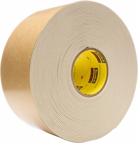 Masking Tape: 4" Wide, 20 yd Long, 82 mil Thick, Tan - Rubber, Acrylic Adhesive, 18 lb/in Tensile Strength