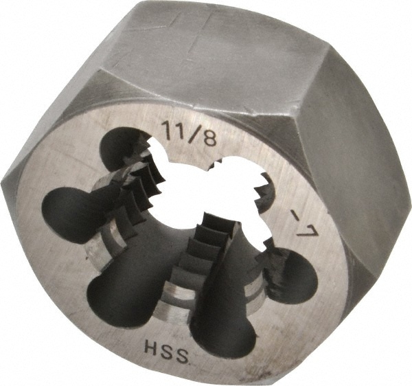 Value Collection 367-1081 Hex Rethreading Die: 1-1/8 - 7 Thread, 1" Thick, Right Hand, 2" Hex, High Speed Steel Image