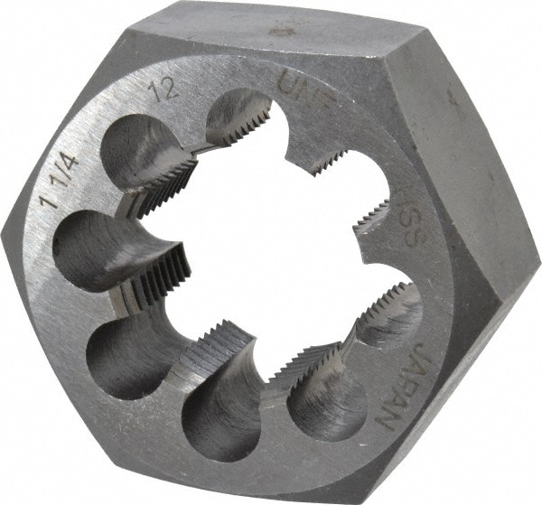 Value Collection 367-1162 Hex Rethreading Die: 1-1/4 - 12 Thread, 1" Thick, Right Hand, High Speed Steel Image