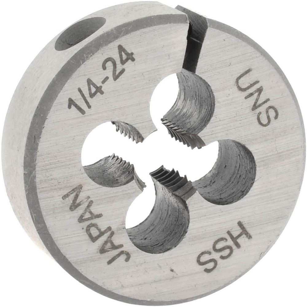 Round Die: 1/4-24, 1" OD, High Speed Steel