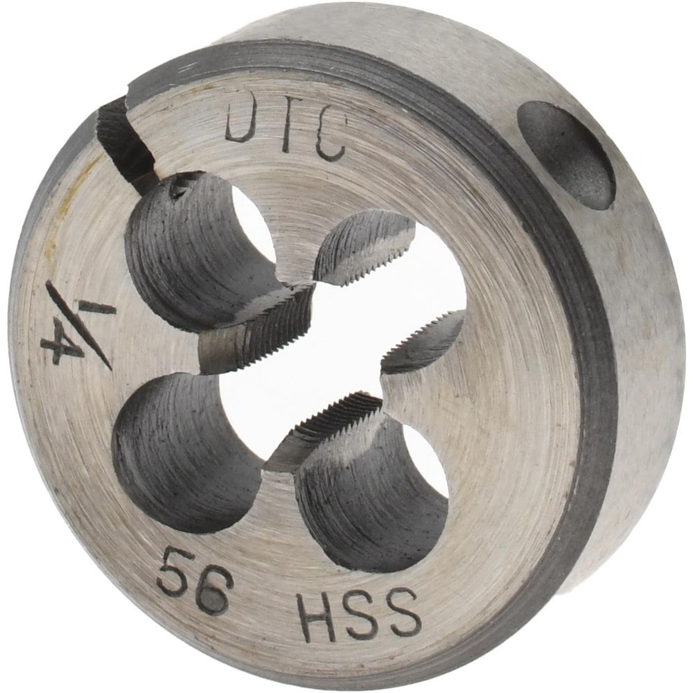 Round Die: 1/4-56, 1" OD, High Speed Steel
