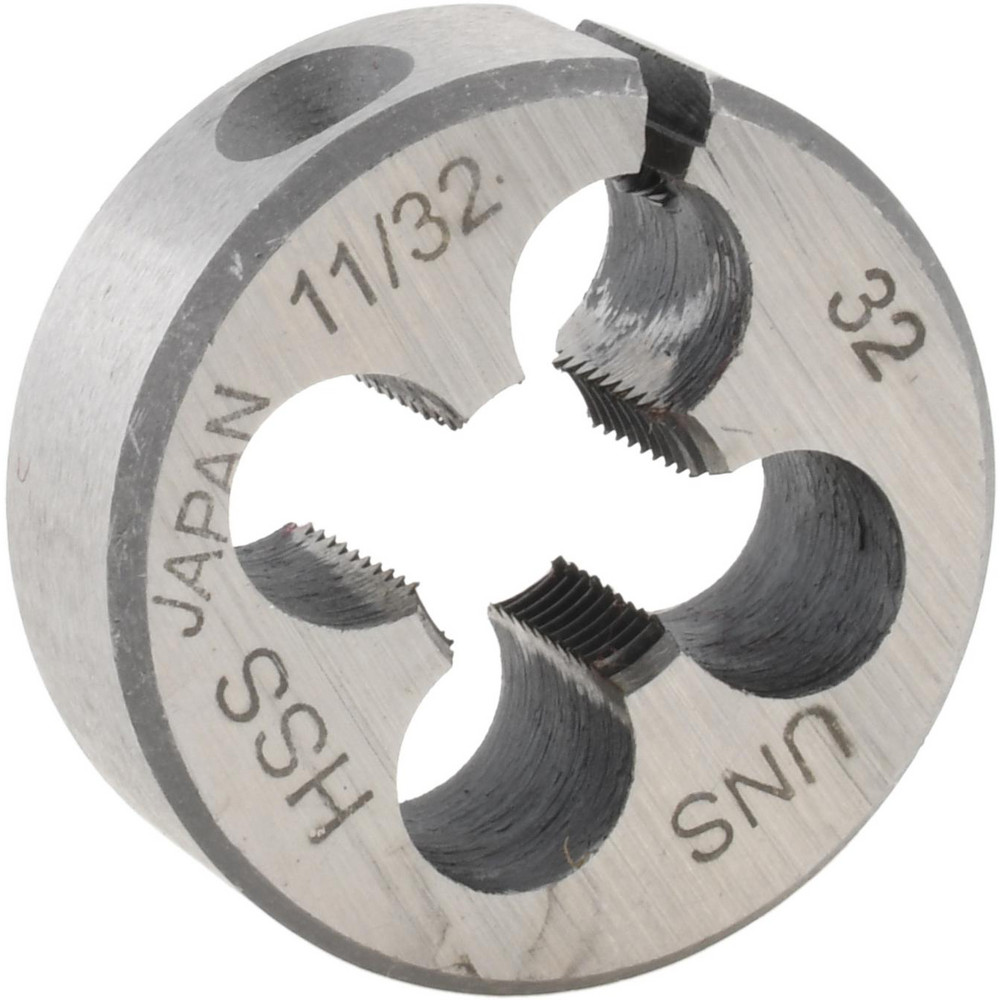 Round Die: 11/32-32, 1" OD, High Speed Steel