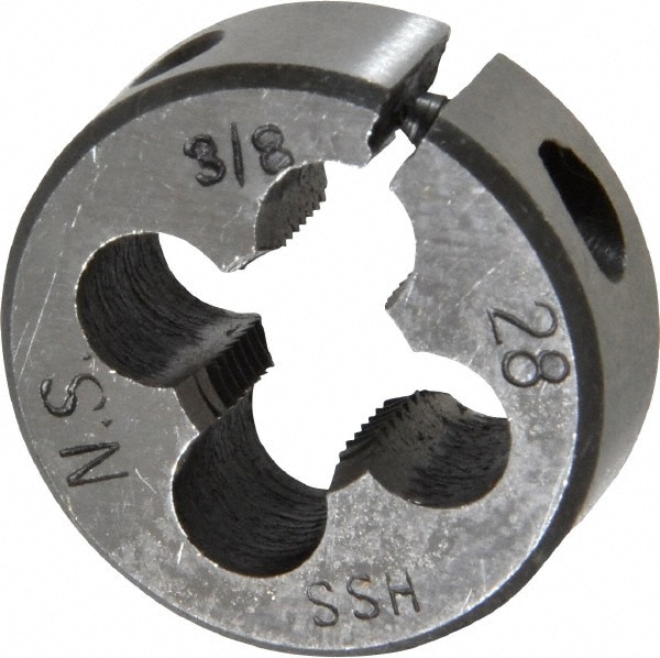 Round Die: 3/8-28, 1" OD, High Speed Steel