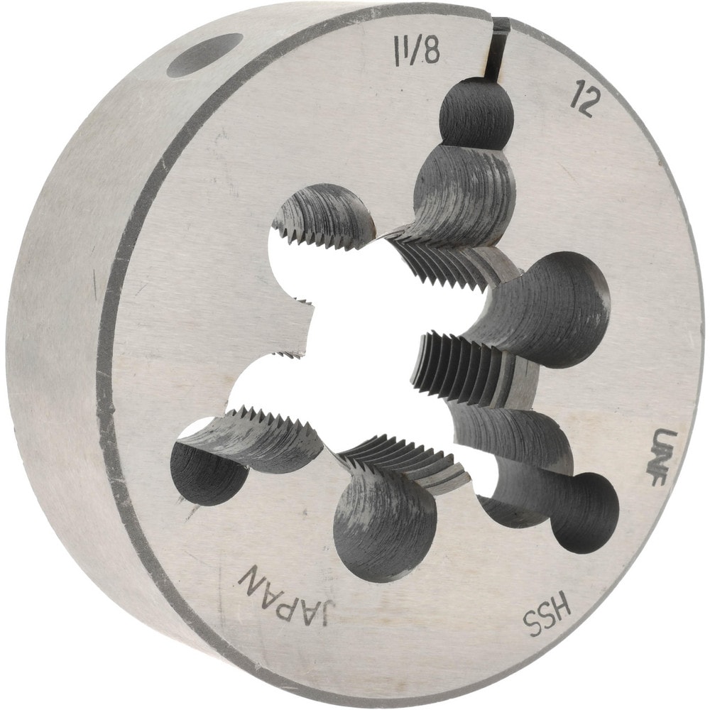 Round Die: 1-1/8-12, 3" OD, High Speed Steel