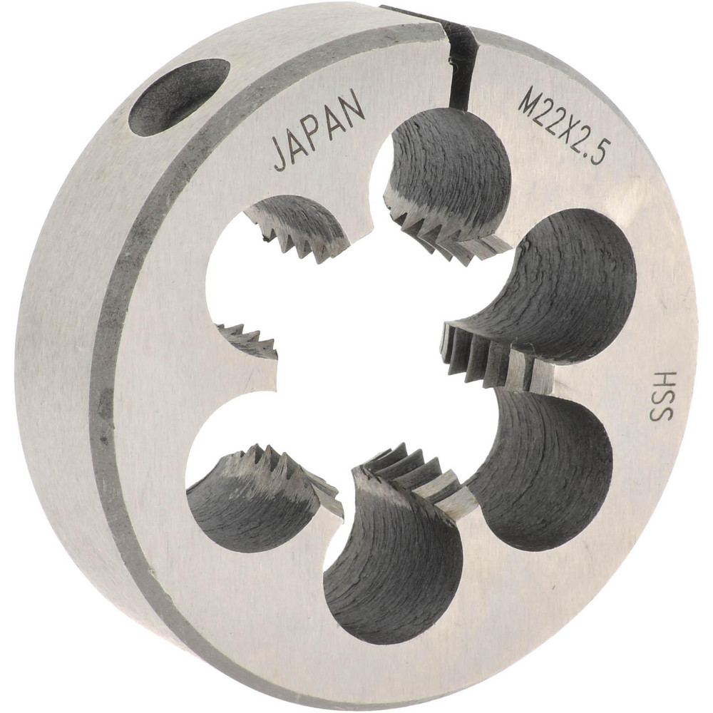 Round Die: M22x2.5, 2" OD, High Speed Steel