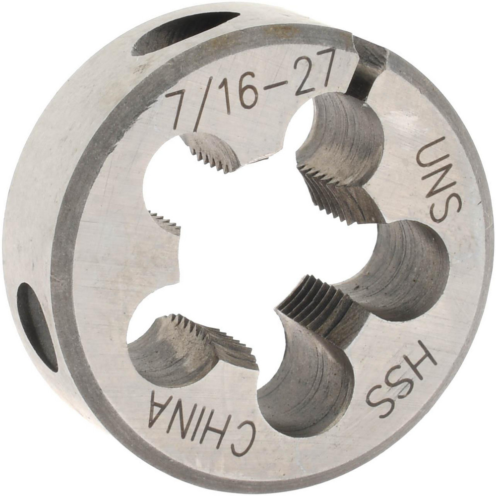 Round Die: 7/16-27, 1" OD, High Speed Steel