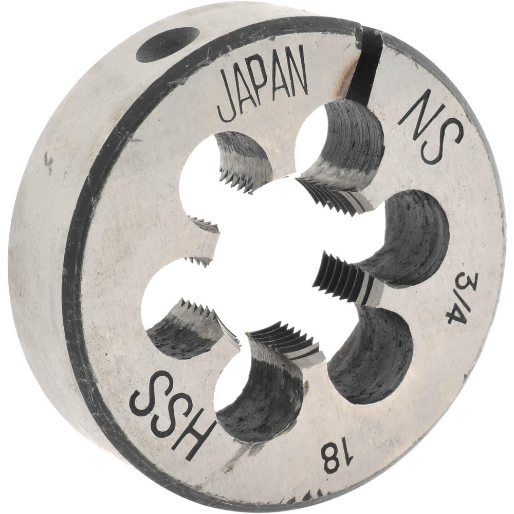 Round Die: 3/4-18, 2" OD, High Speed Steel