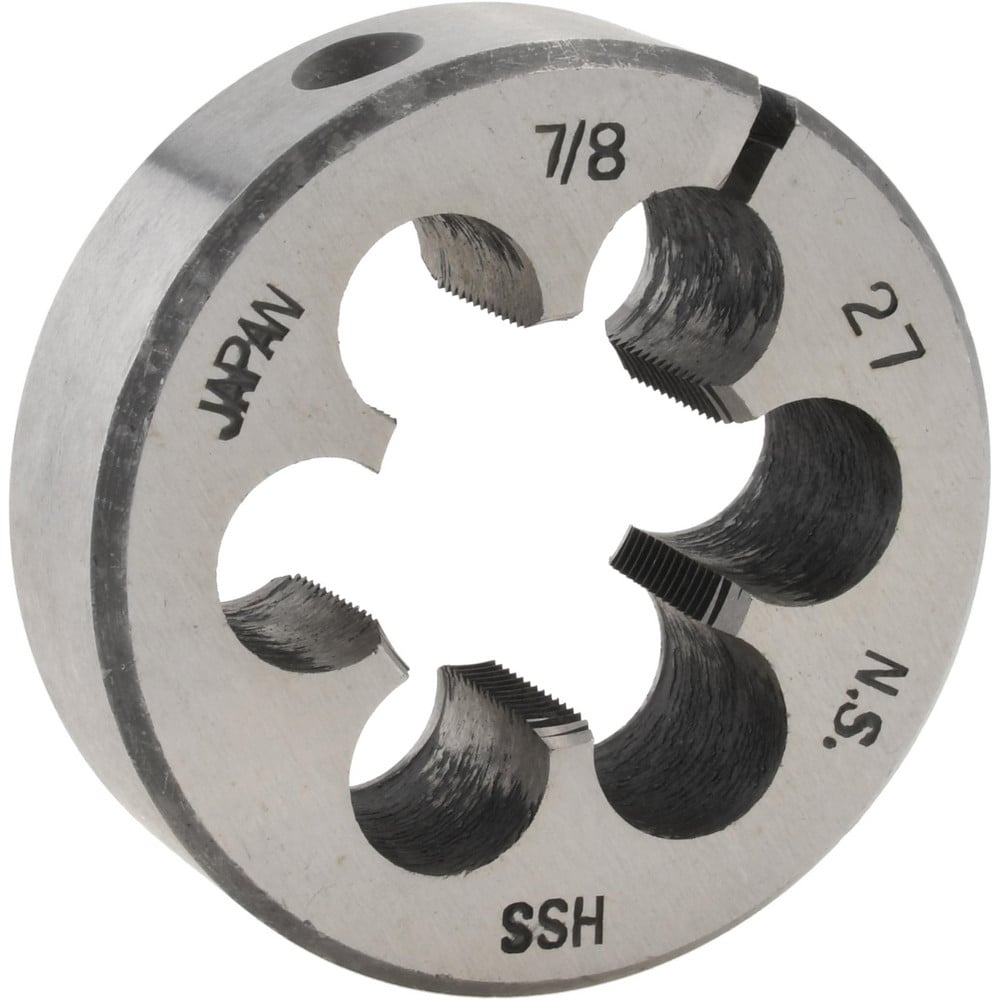 Round Die: 7/8-27, 2" OD, High Speed Steel