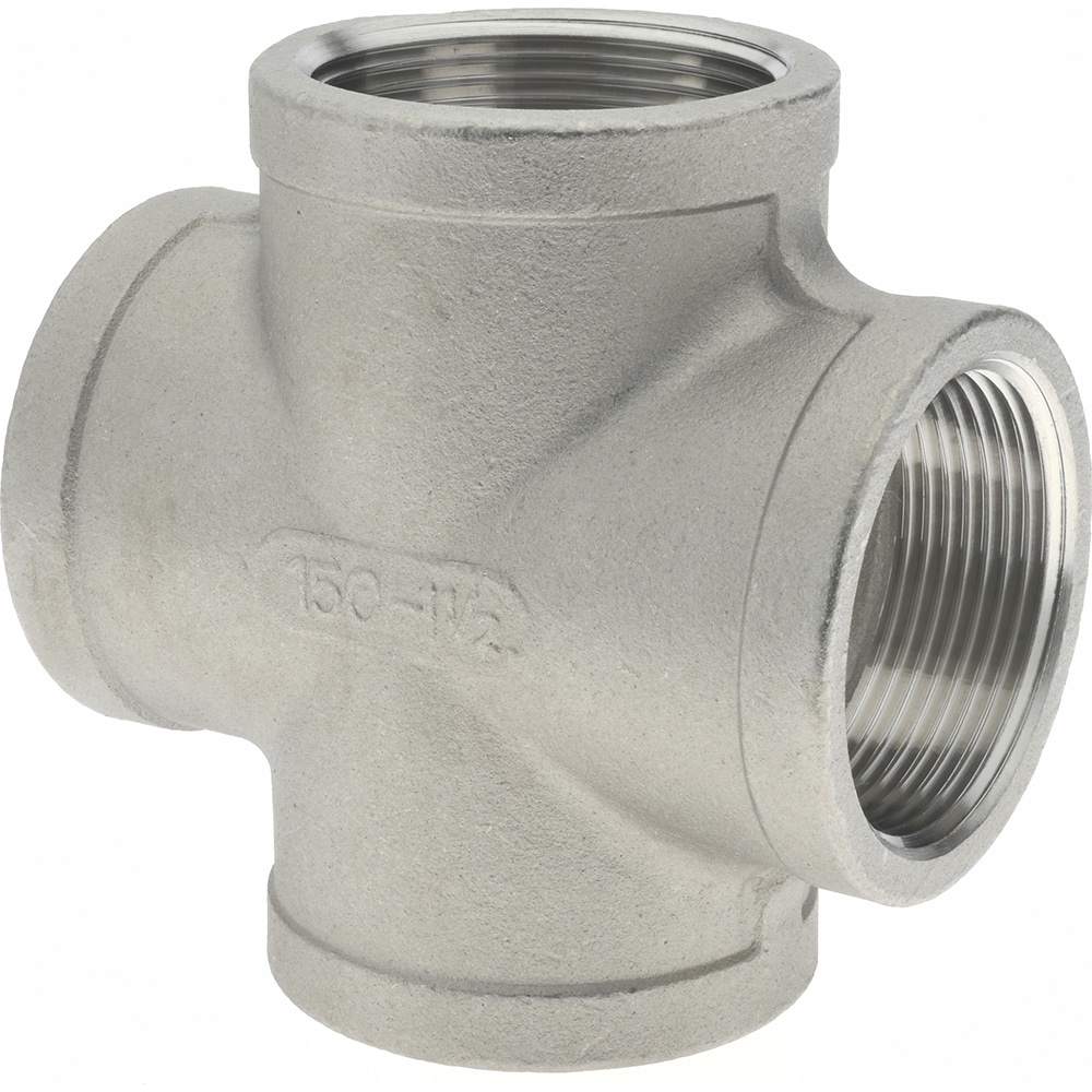 Merit Brass K410-24 Pipe Cross: 1-1/2" Fitting, 304 Stainless Steel Image