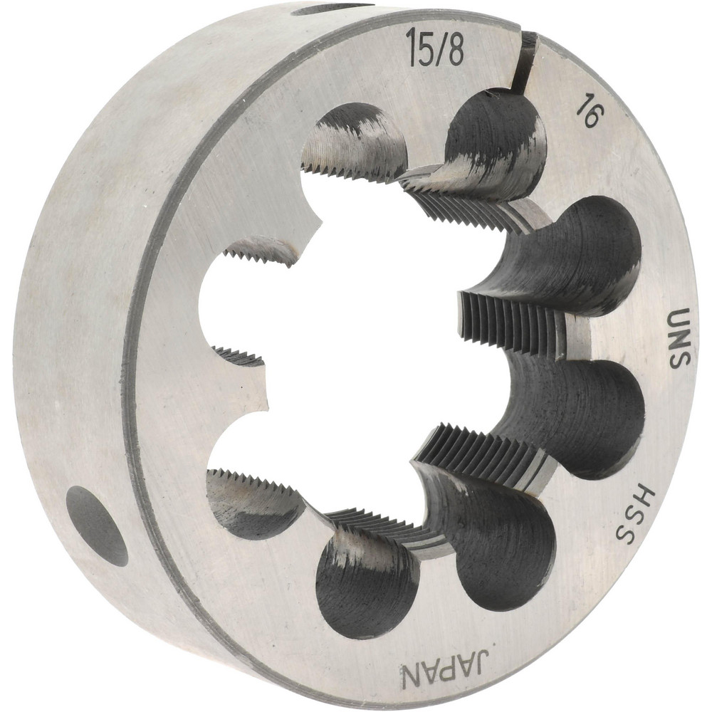 Round Die: 1-5/8-16, 3" OD, High Speed Steel