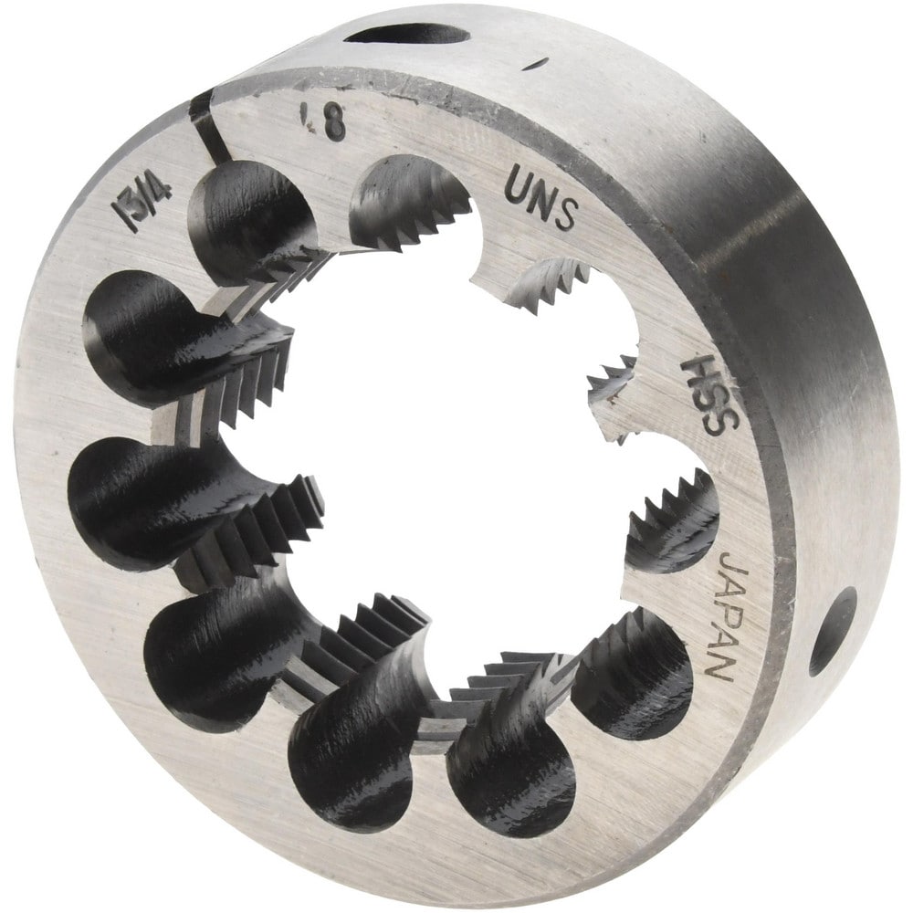 Round Die: 1-3/4-8, 3" OD, High Speed Steel