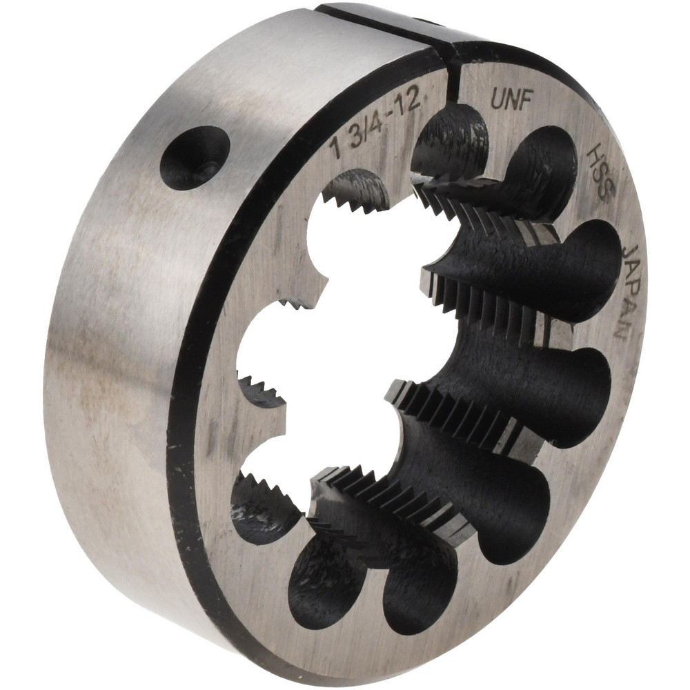 Round Die: 1-3/4-12, 3" OD, High Speed Steel