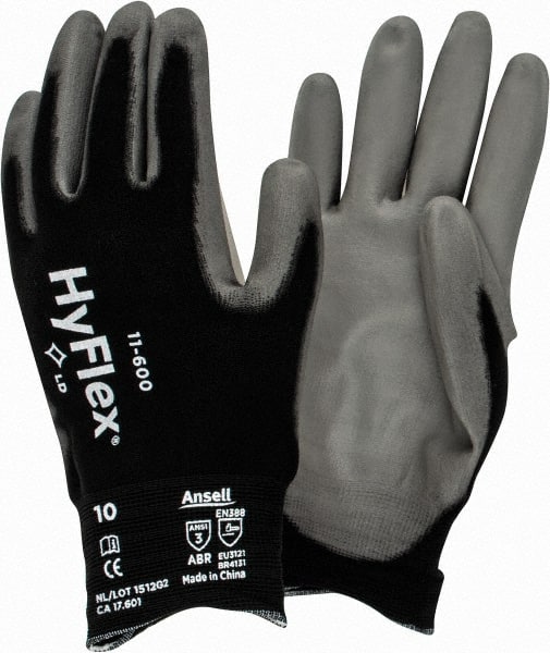 NYLON PURE BLACK PU COATED SAFETY WORKING GLOVES ~CHOOSE QTY & SIZE~ **NEW**