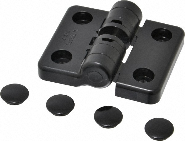 Detent Hinge: 2-3/8" Wide, 5/16" Thick, 4 Mounting Holes - 1.9688" Door Leaf Height, Polyacetal