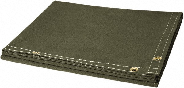 6' High x 10' Wide Canvas Welding Curtain - Olive, Grommet
