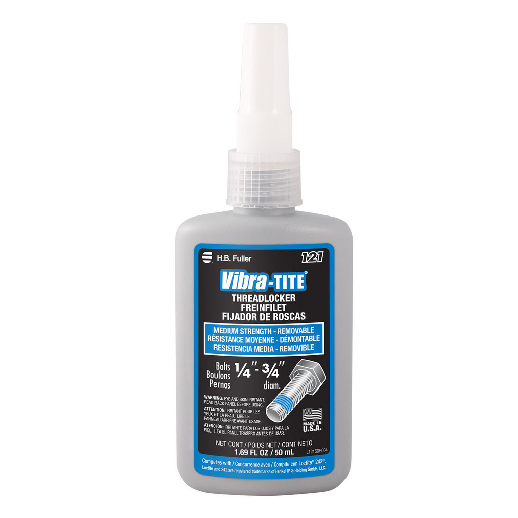 Vibra-Tite® Threadlocker: Blue, Liquid, 50 mL, Bottle - Medium Strength, 300 ° F Max, Series 121 | Part #12150