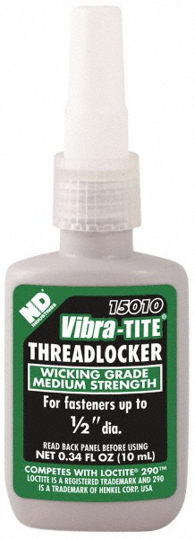 Threadlocker: Green, Liquid, 10 mL, Bottle - Medium Strength, 300 &deg; F Max, Series 150