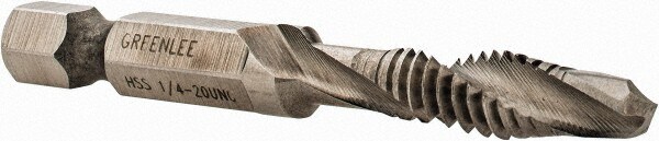 Combination Drill Tap: 1/4-20, 2B, 2 Flutes, High Speed Steel