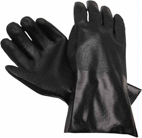 Chemical Resistant Gloves: Size Large, 45.00 Thick, Polyvinylchloride, Supported,