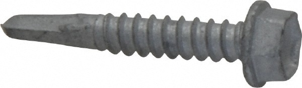 #12, Hex Washer Head, Hex Drive, 1-1/4" Length Under Head, #2 Point, Self Drilling Screw