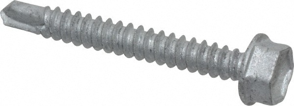 #10, Hex Washer Head, Hex Drive, 1-1/2" Length Under Head, #3 Point, Self Drilling Screw