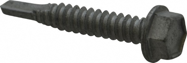 1/4", Hex Washer Head, Hex Drive, 1-1/2" Length Under Head, #3 Point, Self Drilling Screw