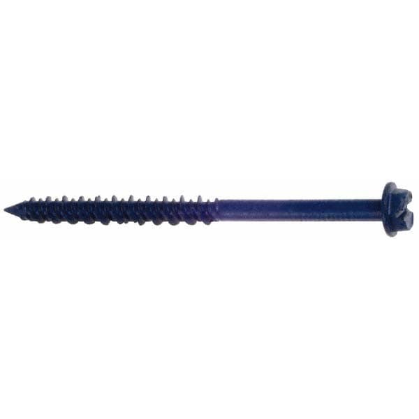 Concrete & Masonry Screw: 3/16" Dia, 3-1/4" OAL