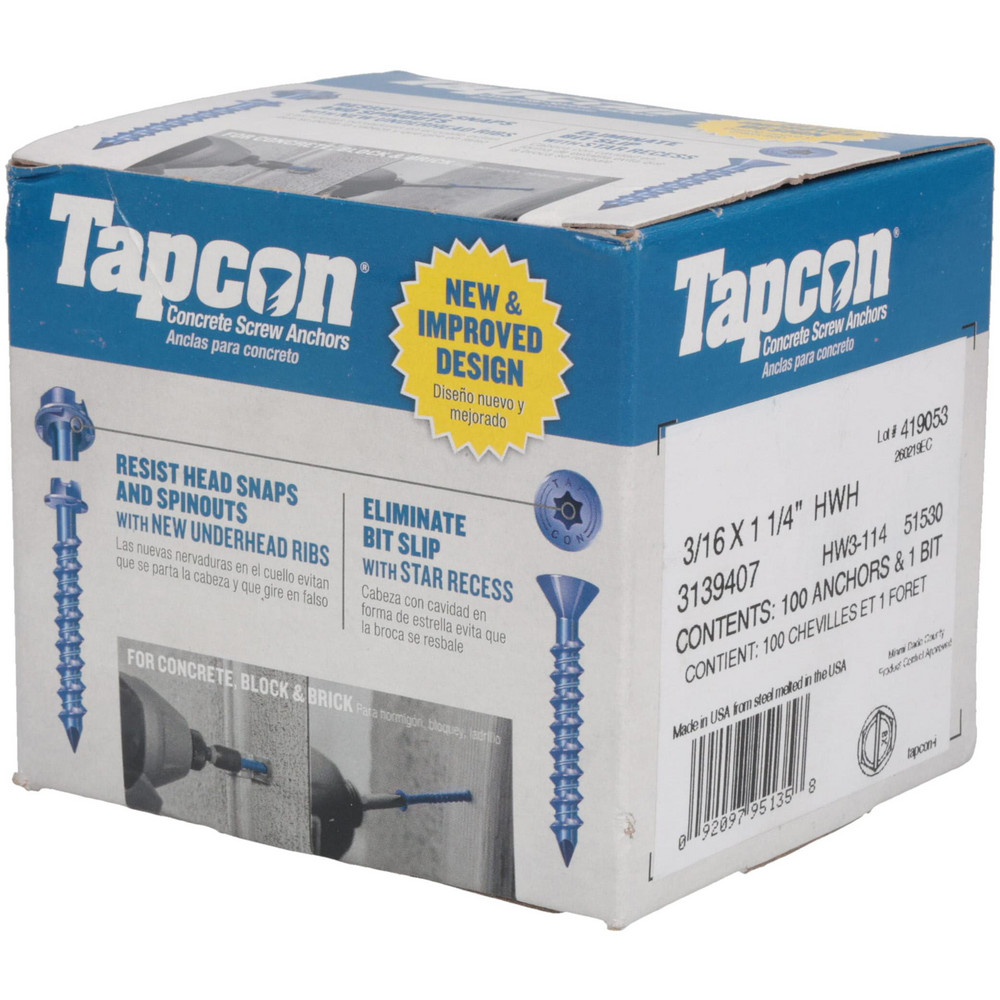 Redhead Structural Fastener Red Head - Concrete & Masonry Fastener: 3/16