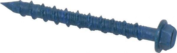 3/16" Diam, 1-3/4" Length Under Head, Hex Drive, Concrete Screw & Masonry Fastener