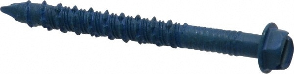 Concrete & Masonry Screw: 1/4" Dia, 2-1/4" OAL