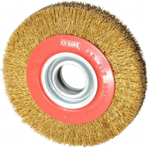 Value Collection S04064630 6" OD, 1-1/4" Arbor Hole, Crimped Brass-Coated Steel Wheel Brush Image