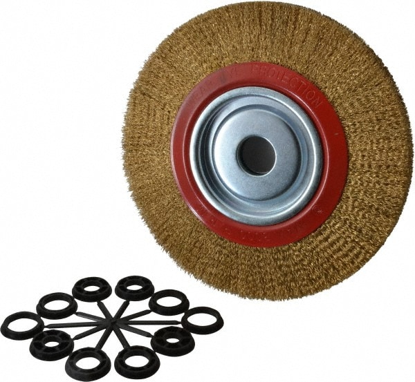 Value Collection S04064838 10" OD, 1-1/4" Arbor Hole, Crimped Brass-Coated Steel Wheel Brush Image