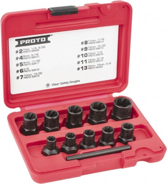 Socket & Wrench Bolt Extractor: 10 Pc