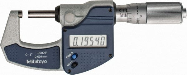 Electronic Outside Micrometer: 1" Max, Solid Carbide Face
