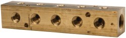 Manifold: 1/4" Outlet, 2 Inlet Ports, 10 Outlet Ports, 6.25" OAL, 1.25" OAW