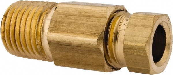 Compression Tube Connector: 1/4" Thread, Compression x MNPT