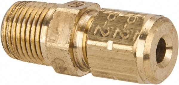Compression Tube Connector: 1/8-27" Thread, Compression x MNPT