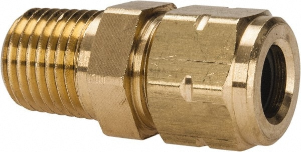 Compression Tube Connector: 1/4-18" Thread, Compression x MNPT
