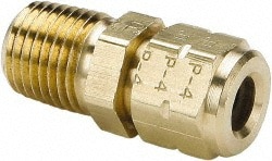 Compression Tube Connector: 1/8-27" Thread, Compression x MNPT