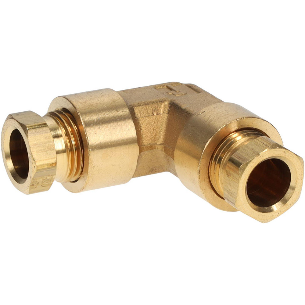 Compression Tube Union: 3/8" Tube OD, Compression x Compression - Brass