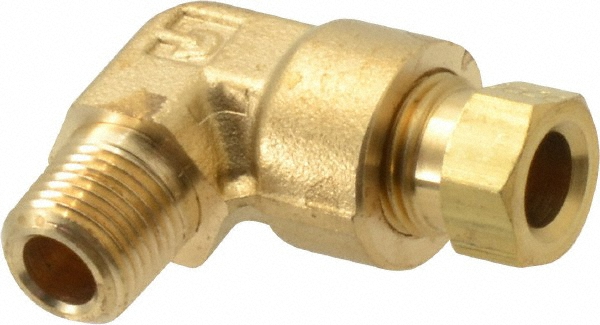 Compression Tube Male Elbow: 1/4" Tube OD, Compression x MNPT - Brass