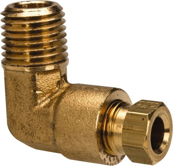 Compression Tube Male Elbow: 1/4" Thread, Compression x MNPT