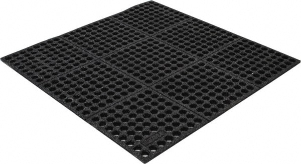 Anti-Fatigue Modular Tile Mat: Dry & Wet Environment, 3" Length, 36" Wide, 3/4" Thick, Beveled Edge, Black