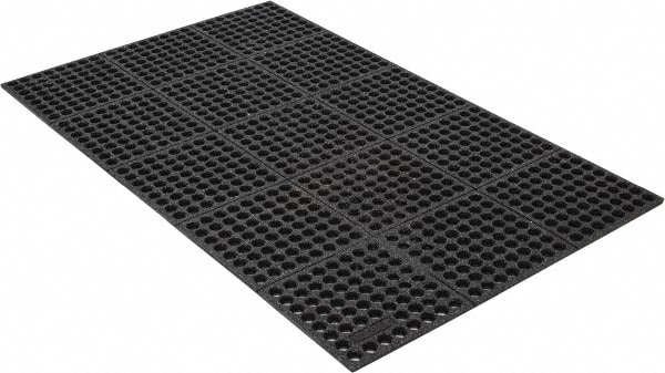 Anti-Fatigue Modular Tile Mat: Dry & Wet Environment, 5" Length, 36" Wide, 3/4" Thick, Black