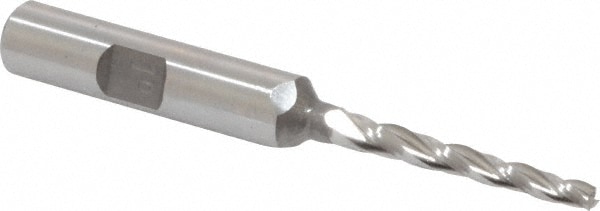 Made in USA K-205 Tapered End Mill: 1 ° per Side, 1/8" Small Dia, 1-1/4" LOC, 3 Flutes, High Speed Steel, Square End Image