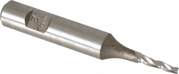Made in USA L-102 Tapered End Mill: 2 &deg; per Side, 3/32" Small Dia, 1/2" LOC, 3 Flutes, High Speed Steel, Square End Image
