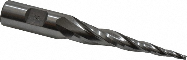 Made in USA O-212 Tapered End Mill: 5 &deg; per Side, 1/8" Small Dia, 3" LOC, 3 Flutes, High Speed Steel, Square End Image