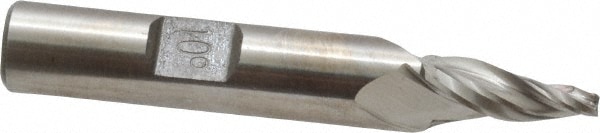 Made in USA T-102 Tapered End Mill: 10 ° per Side, 3/32" Small Dia, 1/2" LOC, 3 Flutes, High Speed Steel, Square End Image