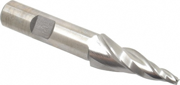 Made in USA T-206 Tapered End Mill: 10 ° per Side, 1/8" Small Dia, 1-1/2" LOC, 3 Flutes, High Speed Steel, Square End Image